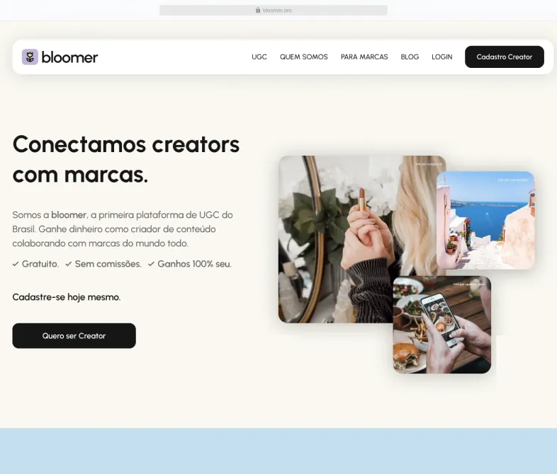 Plataforma de UGC desenvolvida para a Bloomer