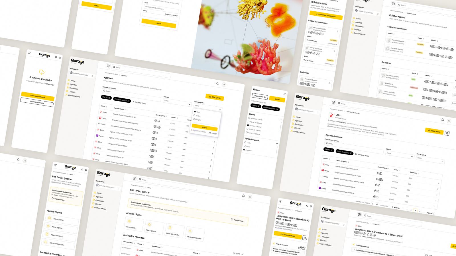 DM9 — telas da plataforma de agentes