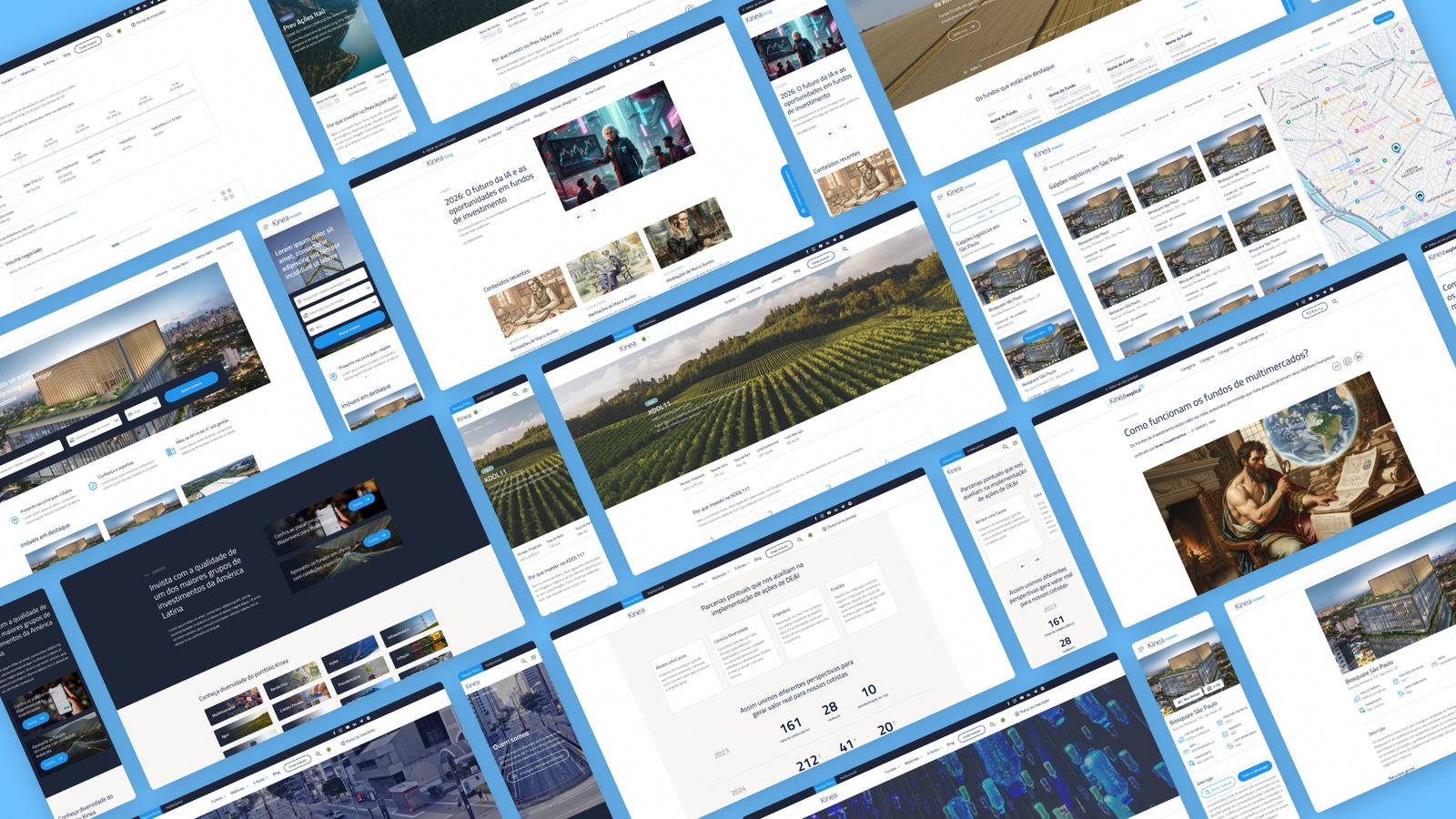 Kinea — telas do novo site