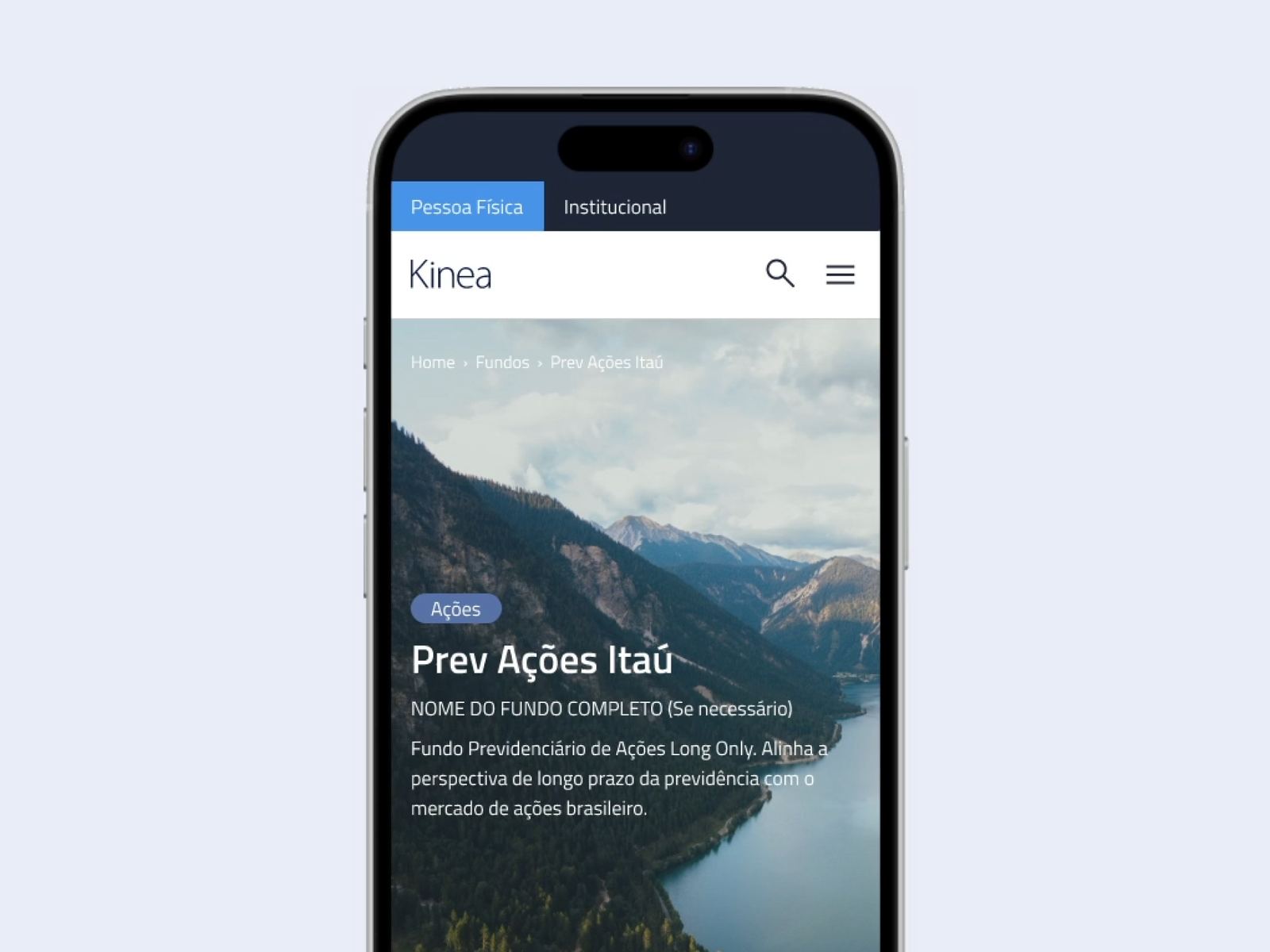 Kinea — navegação mobile